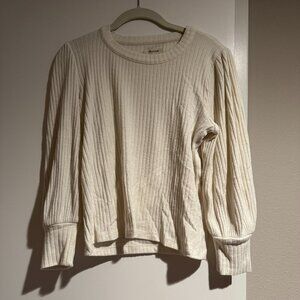 Madewell Brushed Rib Pleated Long Sleeved Top